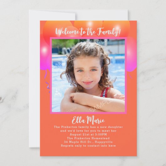 採用パーティー娘フォトバルーン招待状 招待状 (正面)