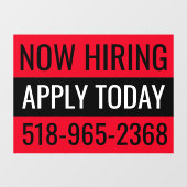 採用中 看板 オーダーメイド 店舗 窓用 再利用可能 デカール ウィンドウサイン (シート)