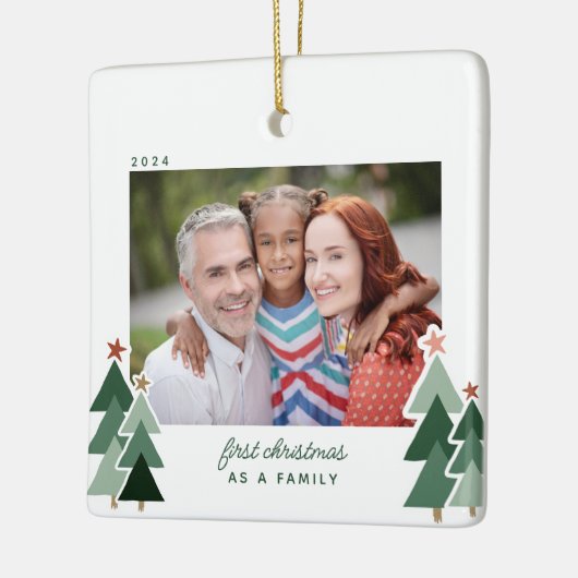 採用初めてのクリスマス素朴ツリー写真 セラミックオーナメント (左)