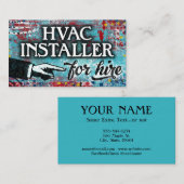 採用名刺のHVACインストーラー – Blue Red 名刺 (正面/裏面)