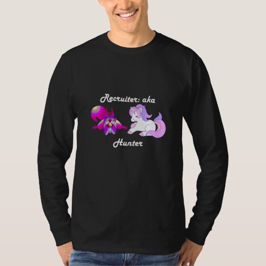 採用担当者 パープル スクワール ユニコーン ハンター Tシャツ (正面)