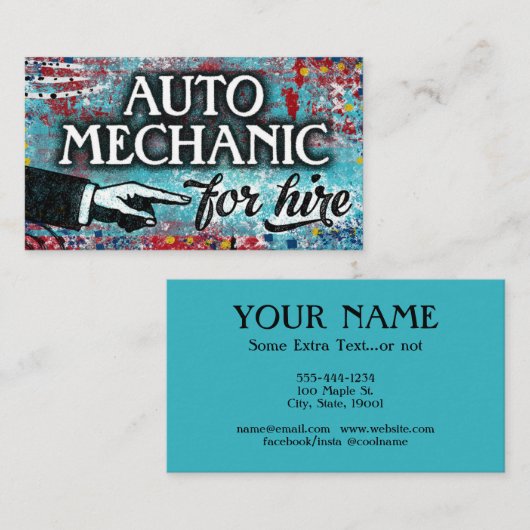 採用整備士カードの自動ビジネス – 青い赤 名刺 (正面/裏面)