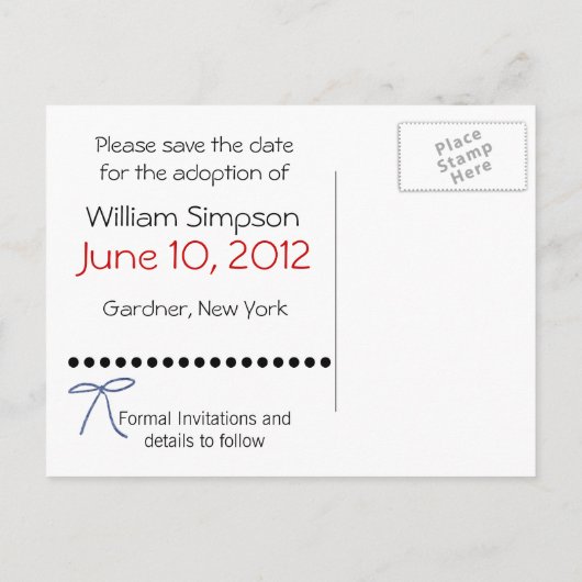 採用日はがきを保存する 案内ポストカード (裏面)