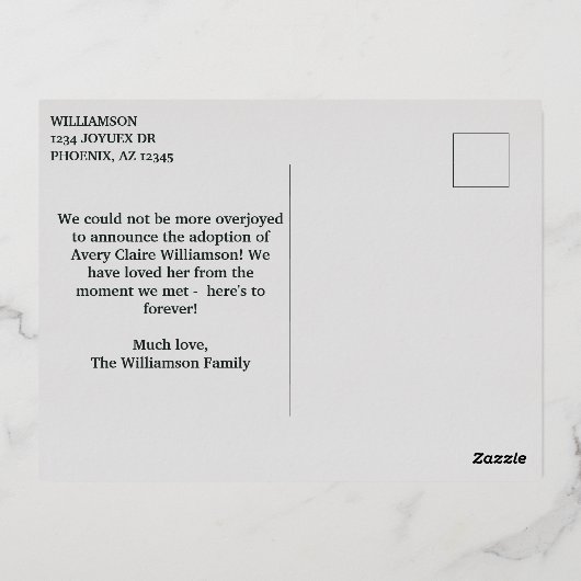 採用案内モダン3枚フォトフォイルはがき 箔シーズンポストカード (裏面)