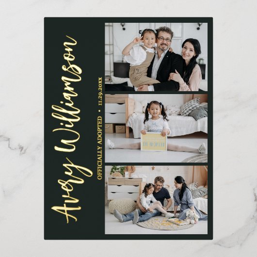 採用案内モダン3枚フォトフォイルはがき 箔シーズンポストカード (正面)