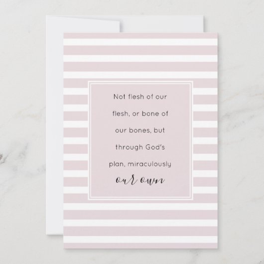 採用発表赤面ピンクと白ストライプ色 案内状 (裏面)