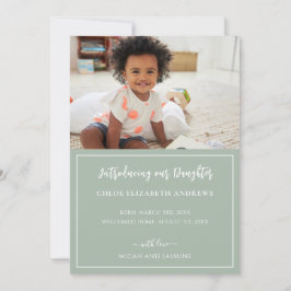 採用発表Sage GreenとWhiteのストライプ 案内状