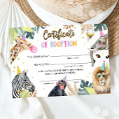 採用証明書サファリパーティー動物誕生日 招待状