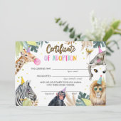 採用証明書サファリパーティー動物誕生日 招待状 (スタンド正面)