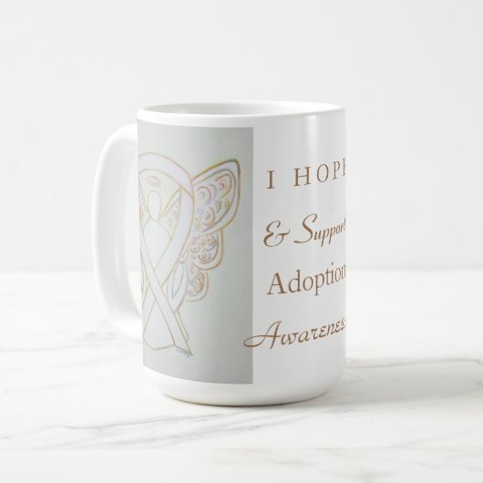 採用認識度ホワイトリボンエンジェルマグ コーヒーマグカップ (正面左)