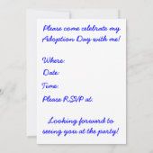 採用=愛の白い養子縁組の日パーティー招待状 招待状 (裏面)