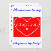 採用=愛の白い養子縁組の日パーティー招待状 招待状 (正面/裏面)
