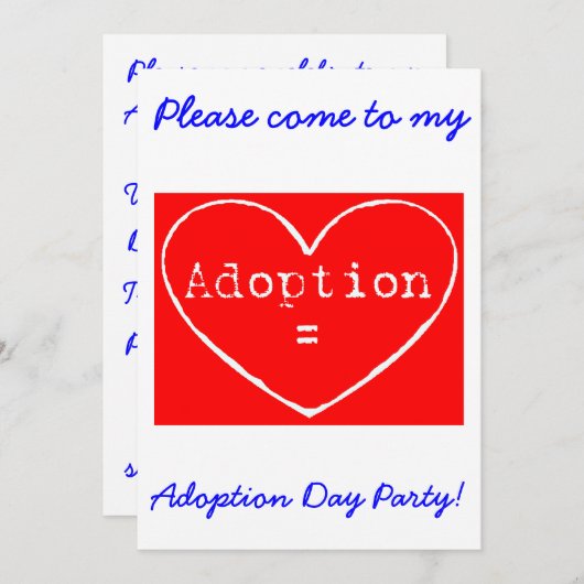 採用=愛の白い養子縁組の日パーティー招待状 招待状 (正面/裏面)