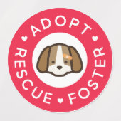 採用、救助、フォスター |かわいい犬のバンドエイド ラベル (デザイン1)