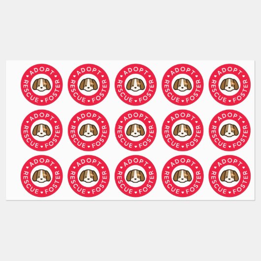 採用、救助、フォスター |かわいい犬のバンドエイド ラベル (シート)