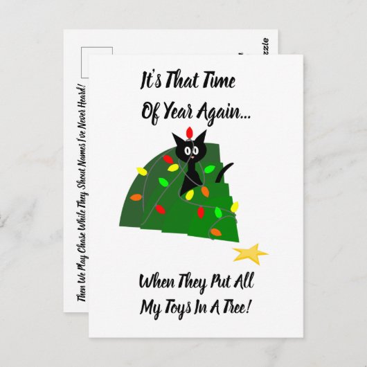 採用:猫クリスマスツリー:年の時! ポストカード (正面/裏面)