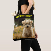 採用、買い物をしない子犬トート トートバッグ (クローズアップ)