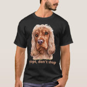 採用、買い物をしない(英語コッカースパニエル犬) Tシャツ (正面)
