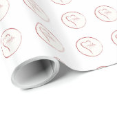 採用、黄色いドット付き赤いハート ラッピングペーパー (ロールコーナー)