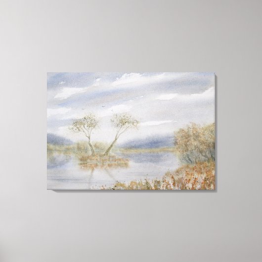 採石木島の水彩風景 キャンバスプリント (正面)