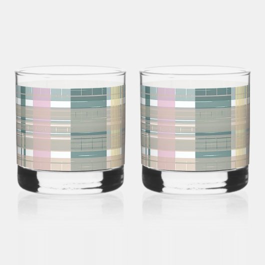 探し頭が切れる海沿いのプレイドスタイルプリント ウイスキーグラス (右)