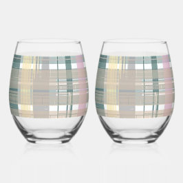 探し頭が切れる海沿いのプレイドスタイルプリント ステムなしワイングラス
