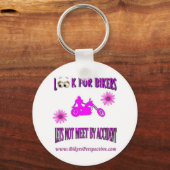 探すバイクもしくは自転車に乗る人レディースデイジーキーチェーン キーホルダー (正面)