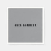 探スタイリッシュモダン名 | グレーとブラック スタンダードカクテルナプキン (正面)