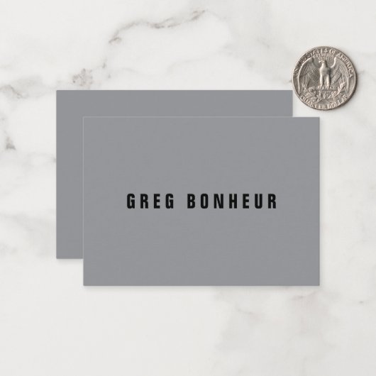 探スタイリッシュモダン名 | グレーとブラック ノートカード (正面/裏面インサイチュ)