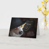 探偵のコーギーのバースデー・カード カード (黄色い花)