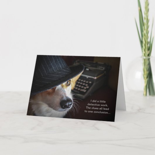 探偵のコーギーのバースデー・カード カード (正面)