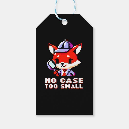 探偵キツネ- No Case Too Small おもしろい Pixel Art ギフトタグ (正面)