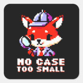 探偵キツネ- No Case Too Small おもしろい Pixel Art スクエアシール (正面)