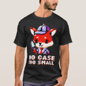 探偵キツネ- No Case Too Small おもしろい Pixel Art Tシャツ (正面)