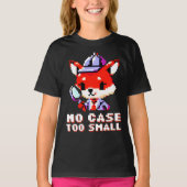 探偵キツネ- No Case Too Small おもしろい Pixel Art Tシャツ (正面)