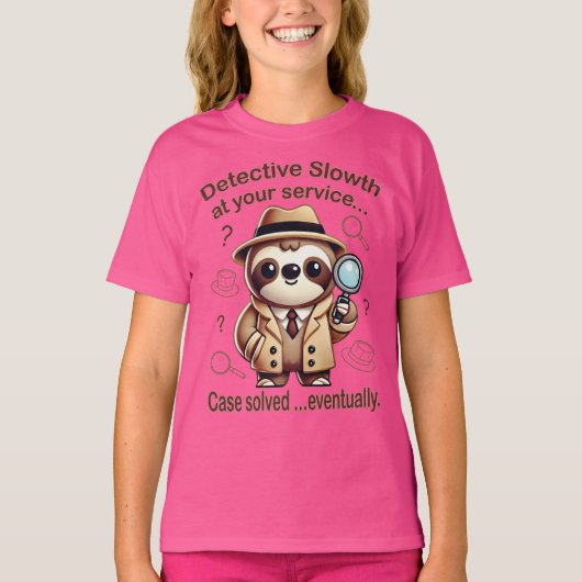 「探偵ナマケモノ」 Sloth Private Eye Tシャツ (正面)