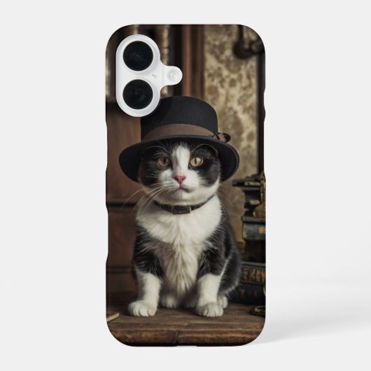 探偵猫 iPhone 16ケース (裏面)