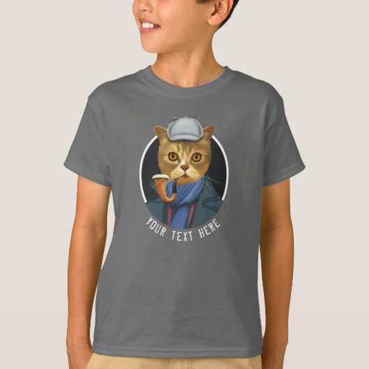 探偵絵画猫のポートレート Tシャツ (正面)