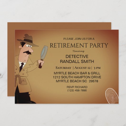 探偵退職パーティの招待状 招待状 (正面/裏面)