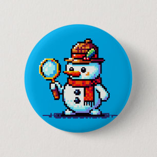探偵雪だるまおもしろい- Pixel Art Winter Mystery 缶バッジ