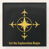 探査を始める，航空クールのカスタム ガラスコースター (正面)