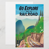 探検に行って鉄道を利用 便箋 (正面/裏面)