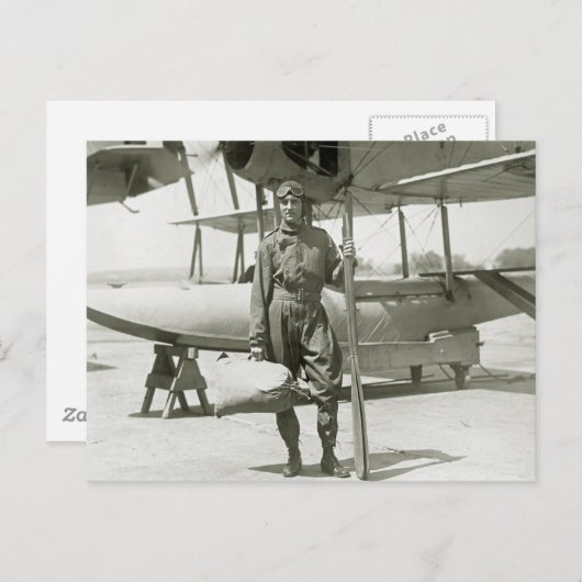 探検家のバードと水上飛行機： 1900年代初頭 ポストカード (正面/裏面)