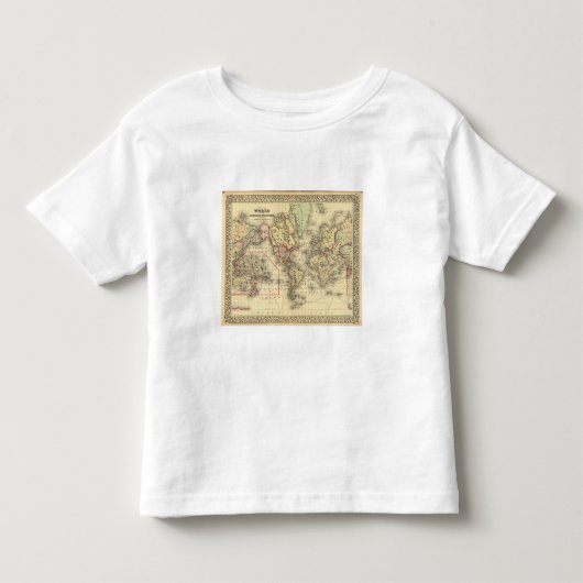 探検家の海上ルートが付いている世界地図 トドラーTシャツ (正面)