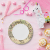 探検家の航路を持つ世界地図 ペーパープレート (パーティー)