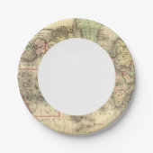 探検家の航路を持つ世界地図 ペーパープレート (正面)