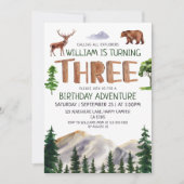 探検家アドベンチャーボーイズ 3歳の誕生日 招待状 (正面)