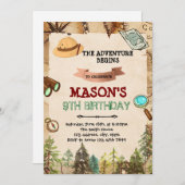 探検家アドベンチャー誕生日招待状 招待状 (正面/裏面)