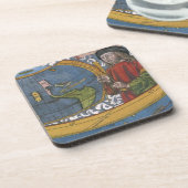 探検家アメリゴ・ヴェスプッチとのアメリカの地図 コースター (左側)