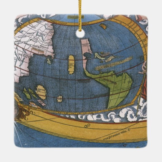 探検家アメリゴ・ヴェスプッチとのアメリカの地図 セラミックオーナメント (裏面)